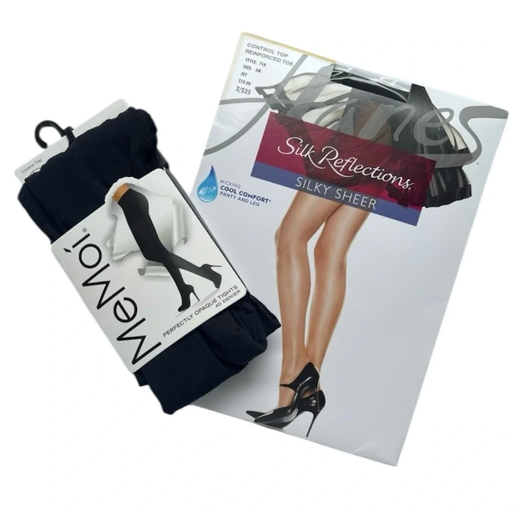 Hosiery Control Top Pantyhose Tights HANES Silk Reflections MEMOI Tights Sz S/M